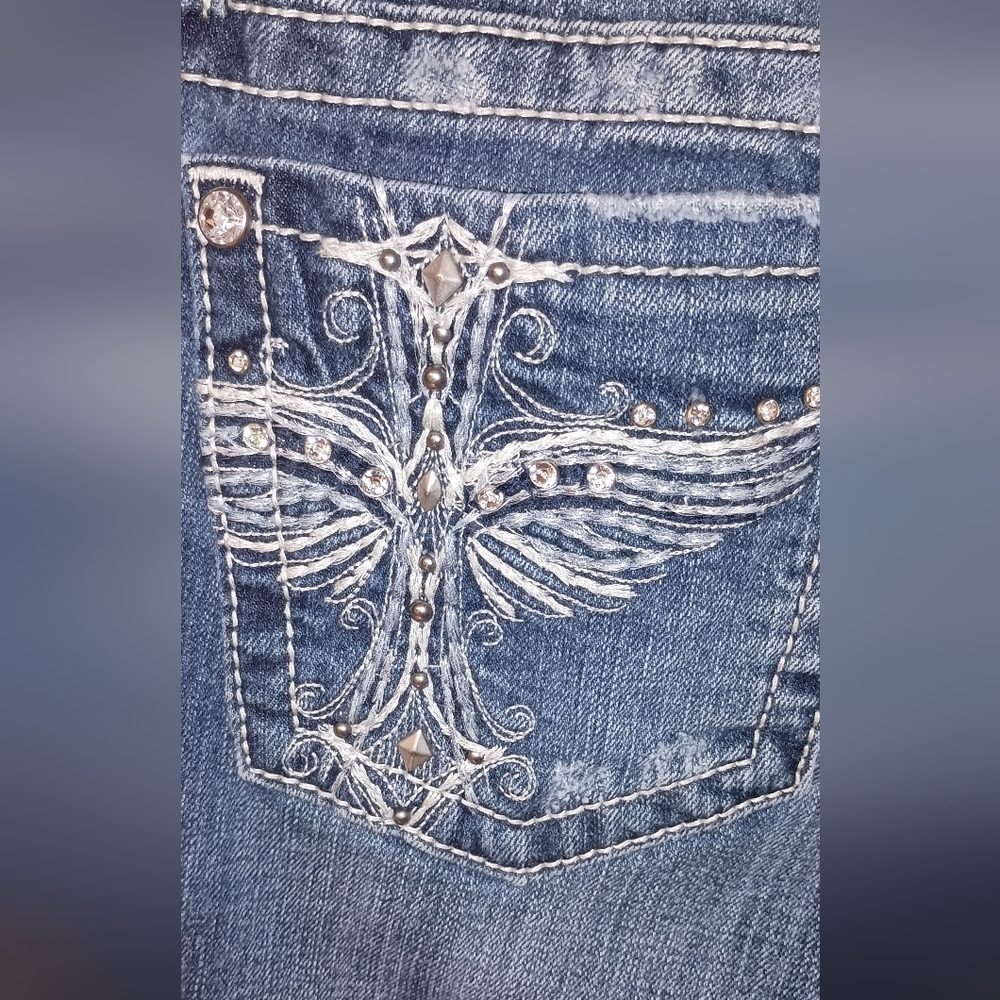 Miss Me Embellished Denim Jeans with Cross Pockets Size 27 Skinny